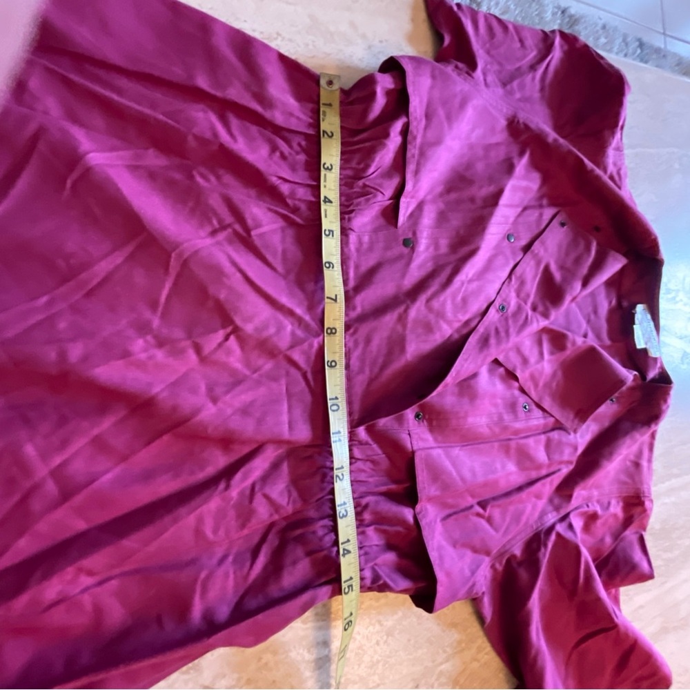 Pierre Cardin Boutique Shirt Dress 100% Silk Designer 80s 90s Retro Vintage Pink - Picture 8 of 11